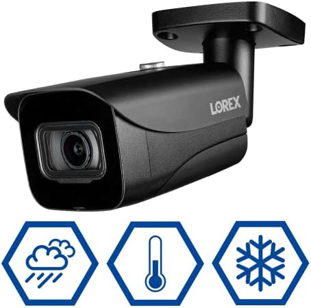 Security camera featuring weather protection icons