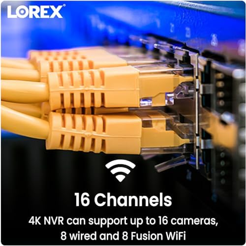 Ethernet cables connected to NVR system