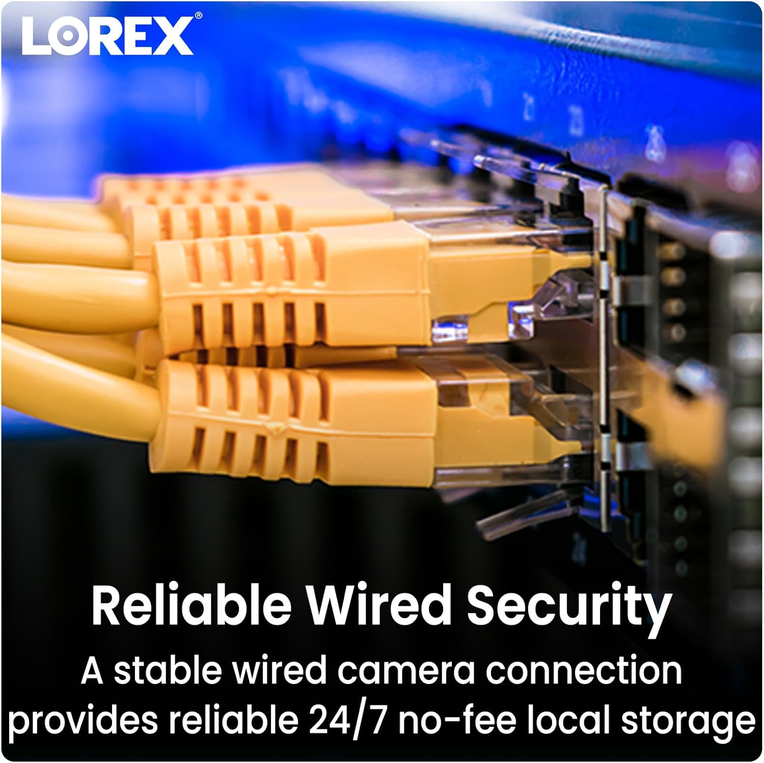 Close-up of wired camera connections for reliable security.