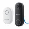 Two Reolink security cameras, one white and one black, displayed side by side.