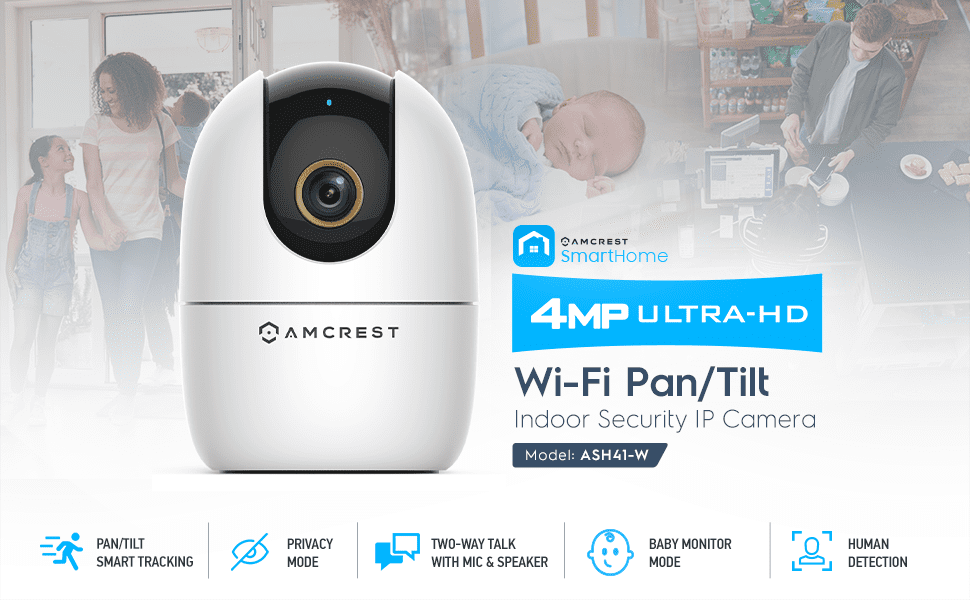 An AI-powered 4MP ultra-HD Wi-Fi pan/tilt baby monitor camera.
