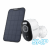 Wireless security camera with solar panel for continuous power.