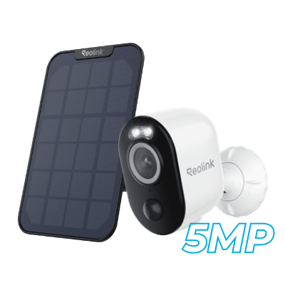 Wireless security camera with solar panel for continuous power.