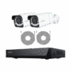 Security camera system with two cameras and a DVR unit.