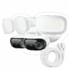 White smart home security camera with a ring attachment.