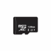 A 128GB microSDXC memory card on a black background.