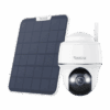 Wireless security camera with solar panel for continuous power.