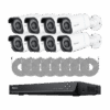 Surveillance camera system with eight cameras and a recording device.