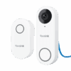 Wireless doorbell system with a button and speaker unit.