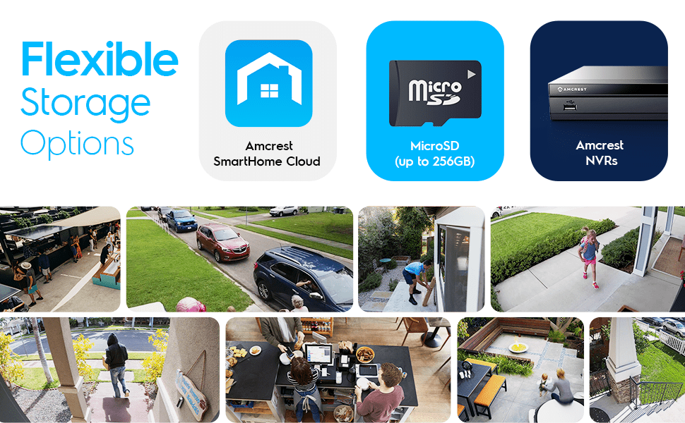 Smart home security system with AI monitoring and cloud storage.