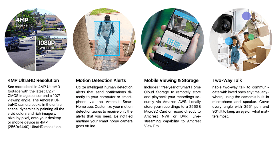 Smart security system displaying alerts and video storage on a mobile device.