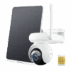 Wireless security camera with solar panel and SIM card slot.