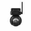 Black wireless security camera with antenna and night vision LEDs.