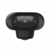 A sleek black dual-lens camera with a minimalist design.