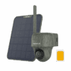 Solar-powered outdoor security camera with SIM card slot.