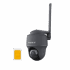 Compact black surveillance camera with antenna and SIM card beside it.