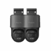 Dual black security cameras with Wi-Fi antennas mounted side by side.