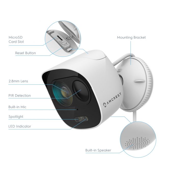 Outdoor security camera with night vision and motion detection features.