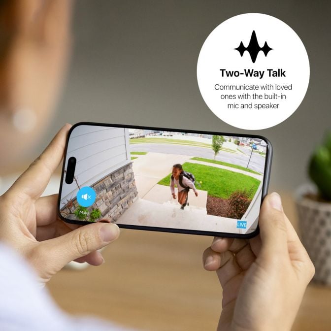 Person watching a two-way talk video on a smartphone.
