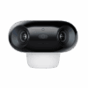 A sleek, black dual-lens camera with a modern design.