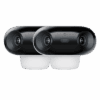 Two sleek black wireless security cameras with rounded design.