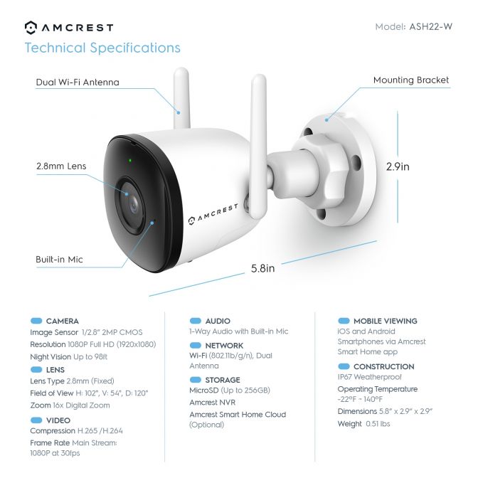 Angenry outdoor WiFi security camera with 1080P resolution and various smart features.