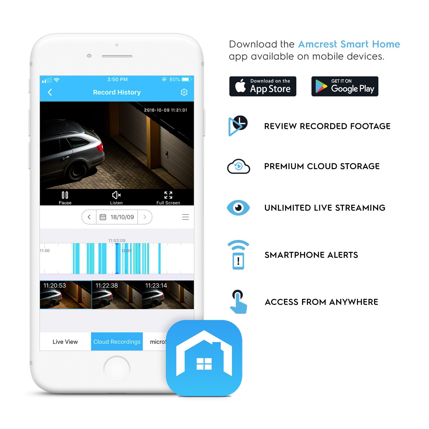 Mobile app interface for home automation and smart living.