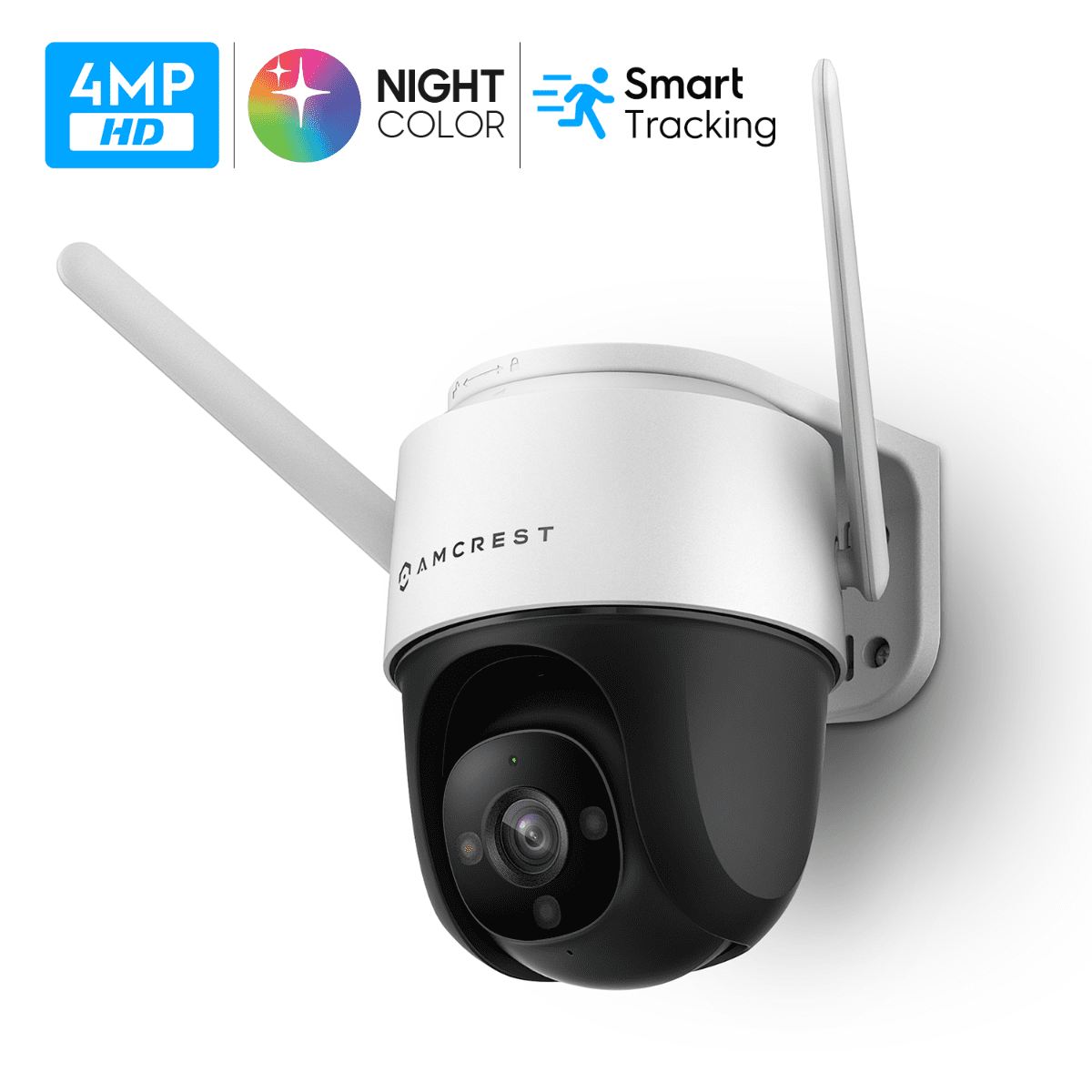 4MP HD outdoor security camera with night color and smart tracking features.