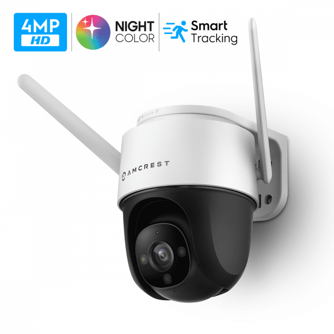 4MP HD outdoor security camera with night color and smart tracking features.