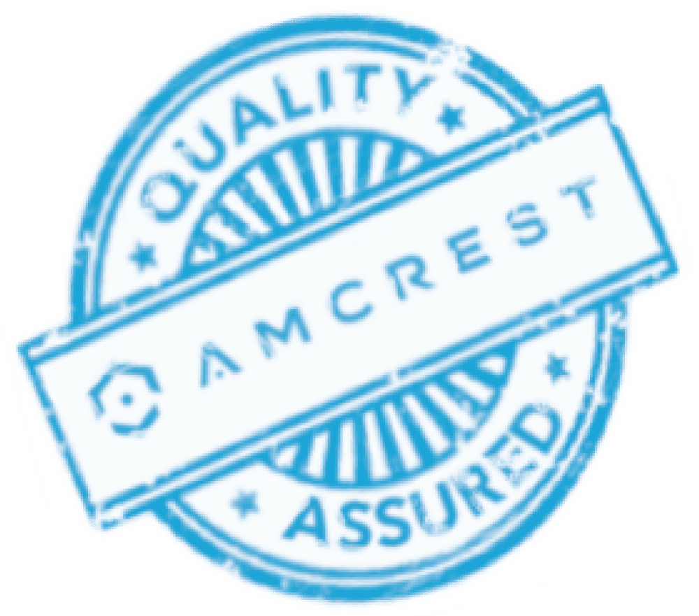 Blue circular stamp with 'Quality Assured' and 'Camcrest' text.