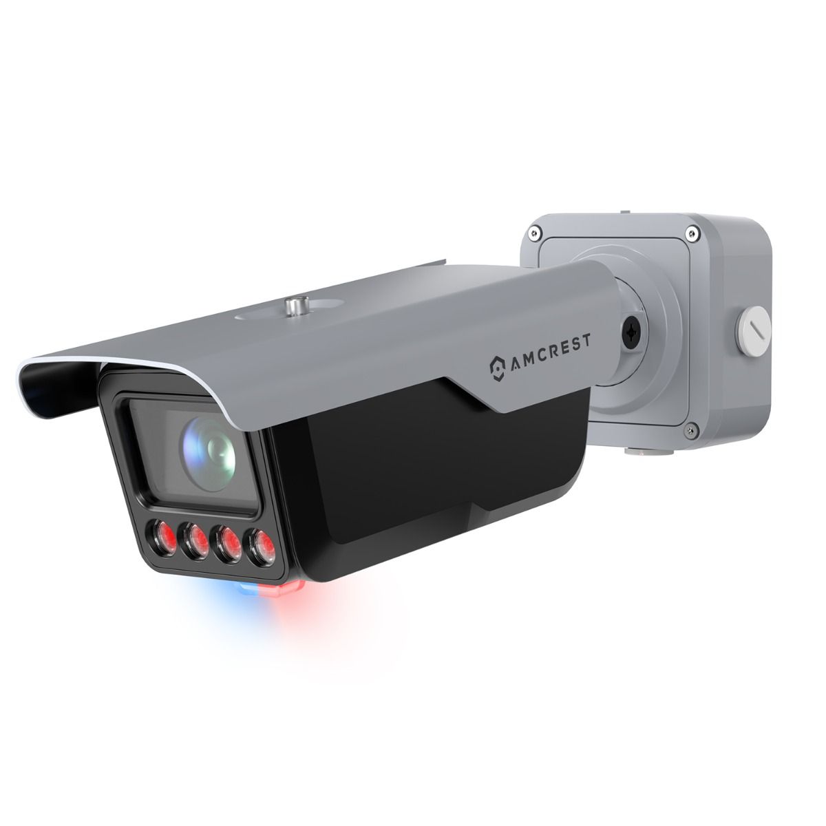 Modern outdoor security camera with infrared and LED lights.