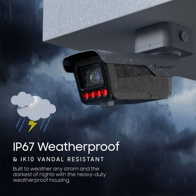 IP67 weatherproof security camera with night vision and waterproof features.