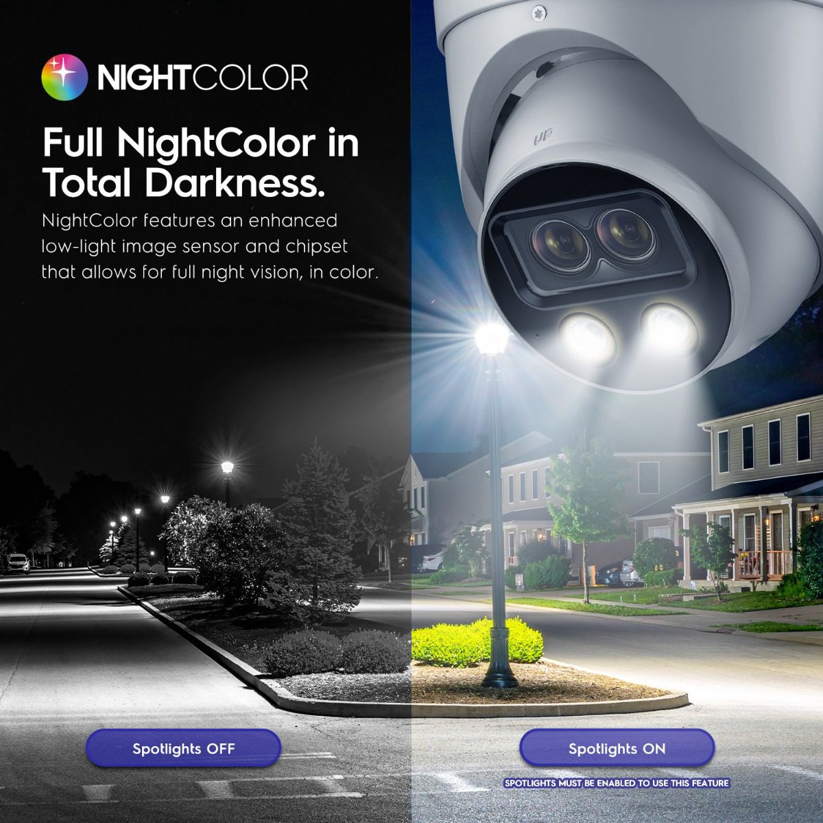 NightColor surveillance camera showing clear color images in total darkness.