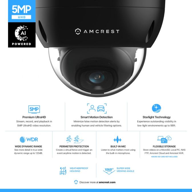 Security camera with 5MP resolution and smart features for clear monitoring.