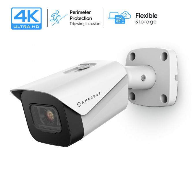 4K security camera with flexible storage and weather protection.