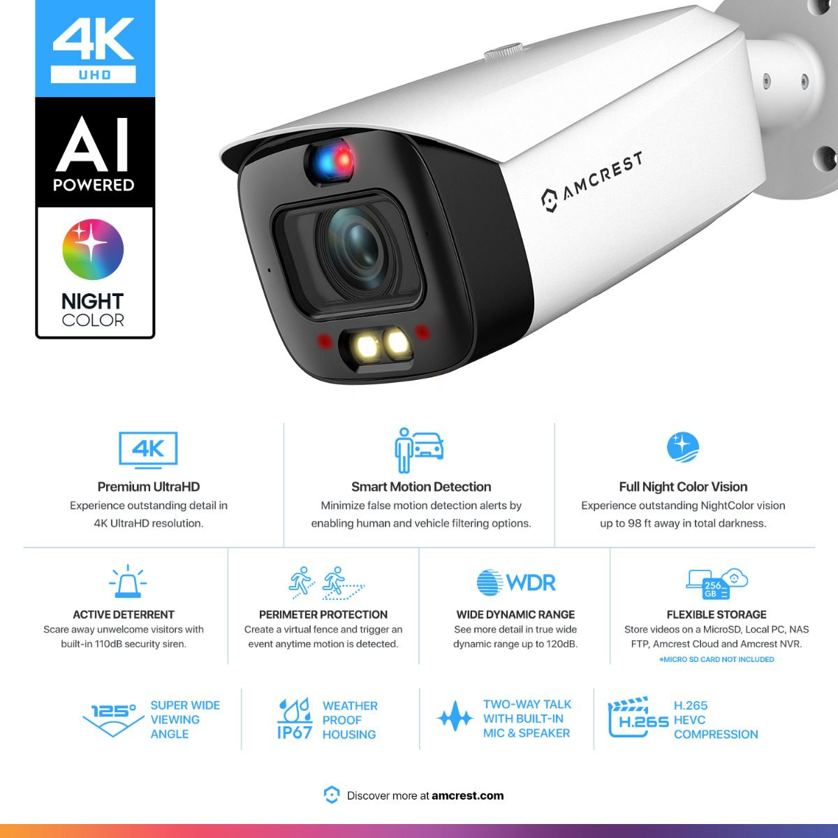 4K AI-powered security camera with advanced night vision and smart detection features.