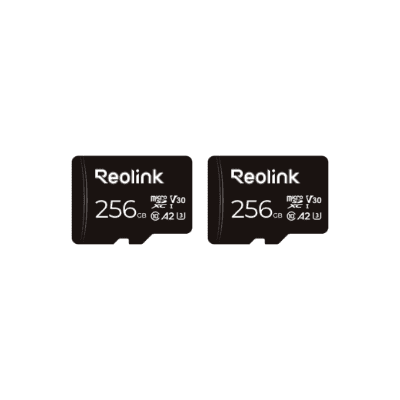 Two Reolink 256GB microSD cards with SD adapter included.